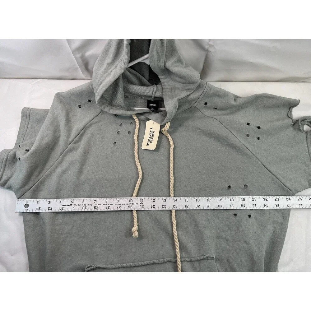 Forever‎ 21 Nude Apparel Sage Distressed Sweatshirt Dress Sz Xs Light Green NWT